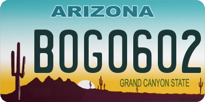 AZ license plate BOG0602