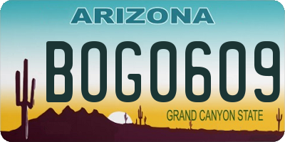 AZ license plate BOG0609