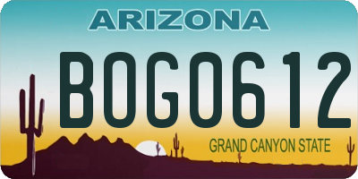AZ license plate BOG0612