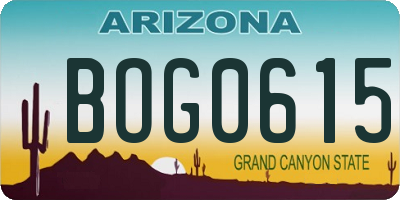 AZ license plate BOG0615