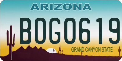 AZ license plate BOG0619