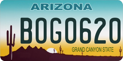 AZ license plate BOG0620