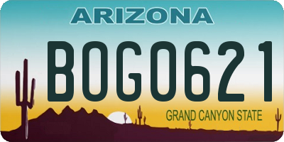 AZ license plate BOG0621