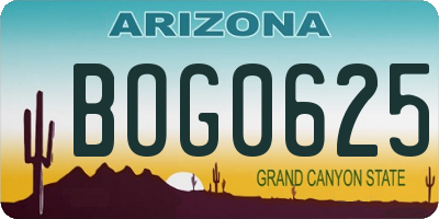 AZ license plate BOG0625