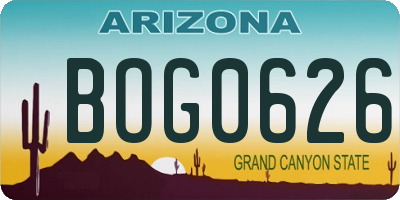 AZ license plate BOG0626