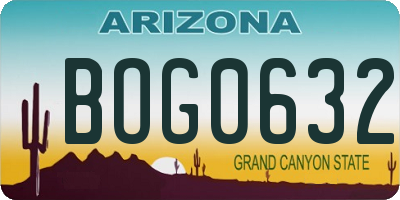 AZ license plate BOG0632