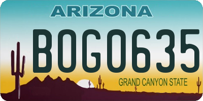 AZ license plate BOG0635