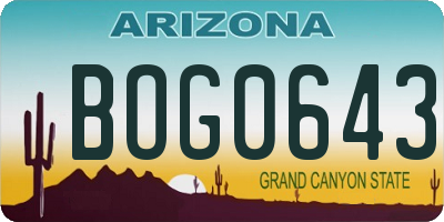 AZ license plate BOG0643