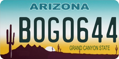 AZ license plate BOG0644