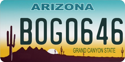 AZ license plate BOG0646