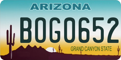 AZ license plate BOG0652