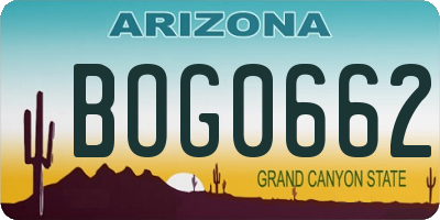 AZ license plate BOG0662