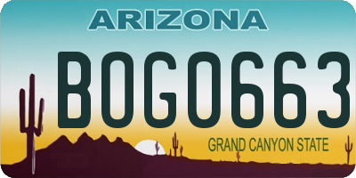 AZ license plate BOG0663