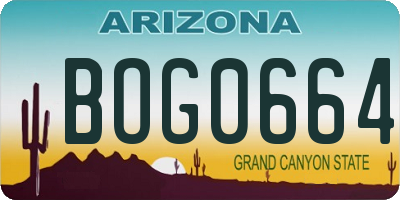 AZ license plate BOG0664