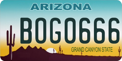 AZ license plate BOG0666