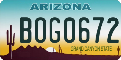 AZ license plate BOG0672