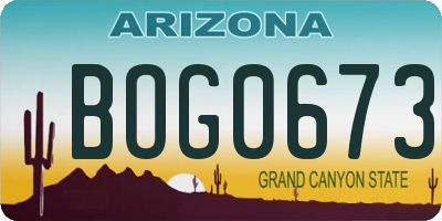 AZ license plate BOG0673