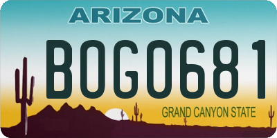 AZ license plate BOG0681