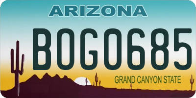 AZ license plate BOG0685