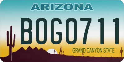 AZ license plate BOG0711