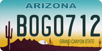 AZ license plate BOG0712