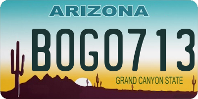 AZ license plate BOG0713
