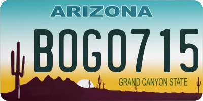 AZ license plate BOG0715