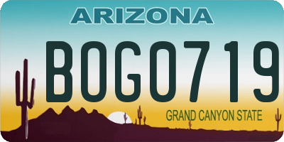 AZ license plate BOG0719