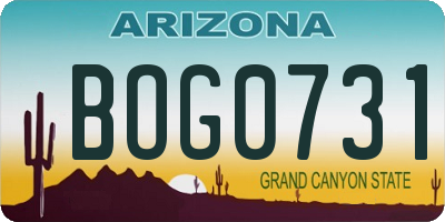AZ license plate BOG0731