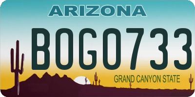 AZ license plate BOG0733