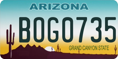 AZ license plate BOG0735