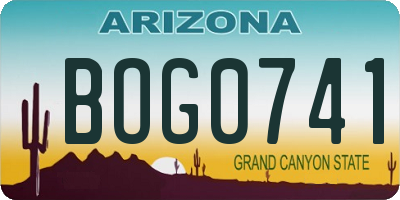 AZ license plate BOG0741