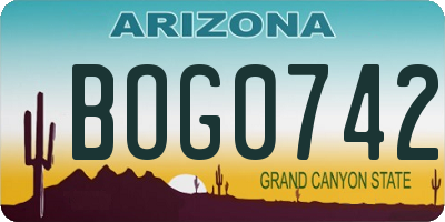 AZ license plate BOG0742