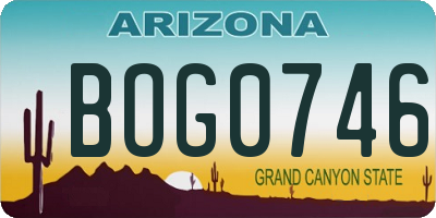 AZ license plate BOG0746