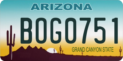 AZ license plate BOG0751