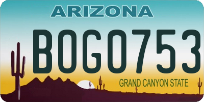 AZ license plate BOG0753
