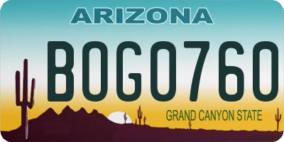 AZ license plate BOG0760