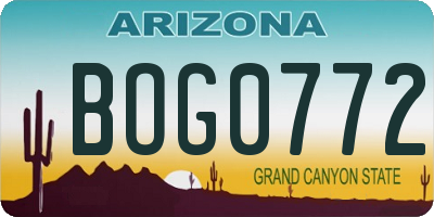 AZ license plate BOG0772