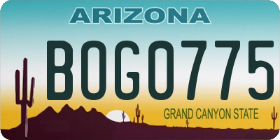AZ license plate BOG0775