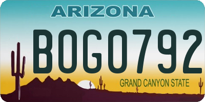 AZ license plate BOG0792