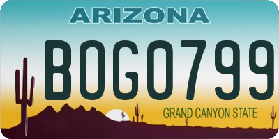 AZ license plate BOG0799