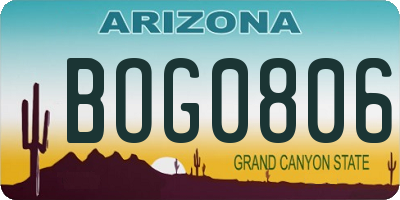 AZ license plate BOG0806