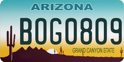 AZ license plate BOG0809