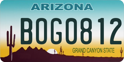 AZ license plate BOG0812