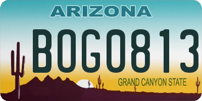 AZ license plate BOG0813