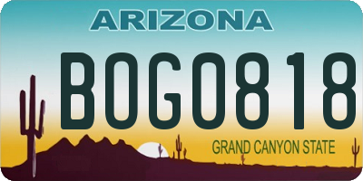AZ license plate BOG0818
