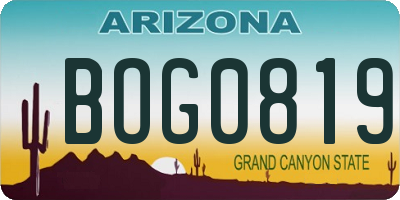 AZ license plate BOG0819