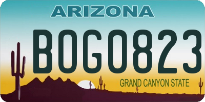 AZ license plate BOG0823
