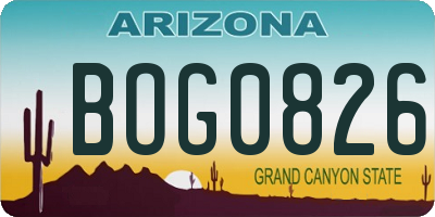 AZ license plate BOG0826