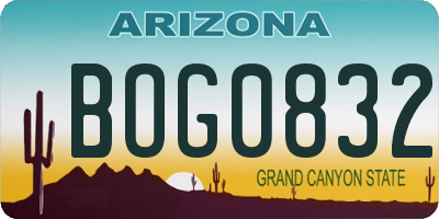 AZ license plate BOG0832
